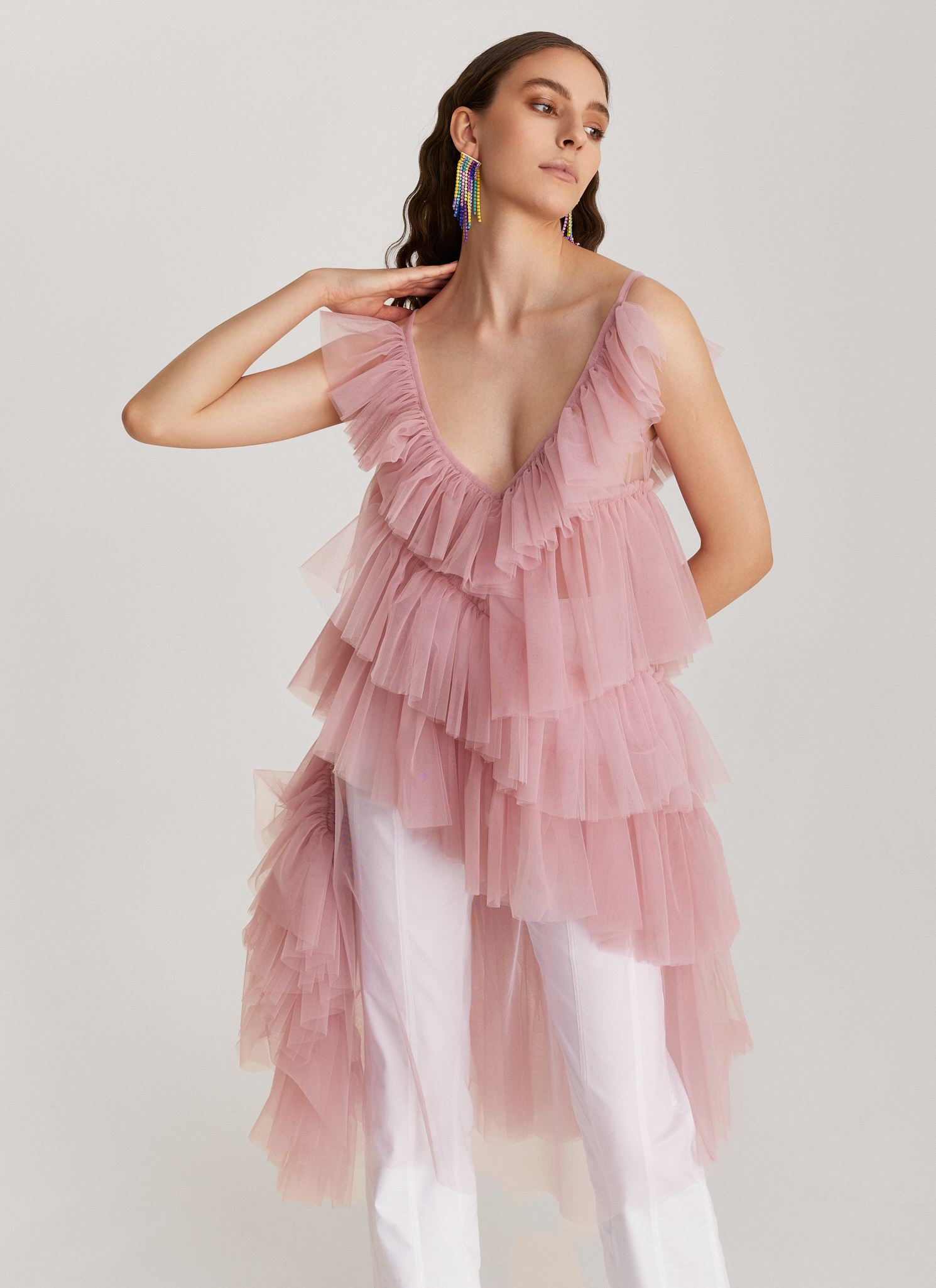Rochie-top din tulle rose MARTHA